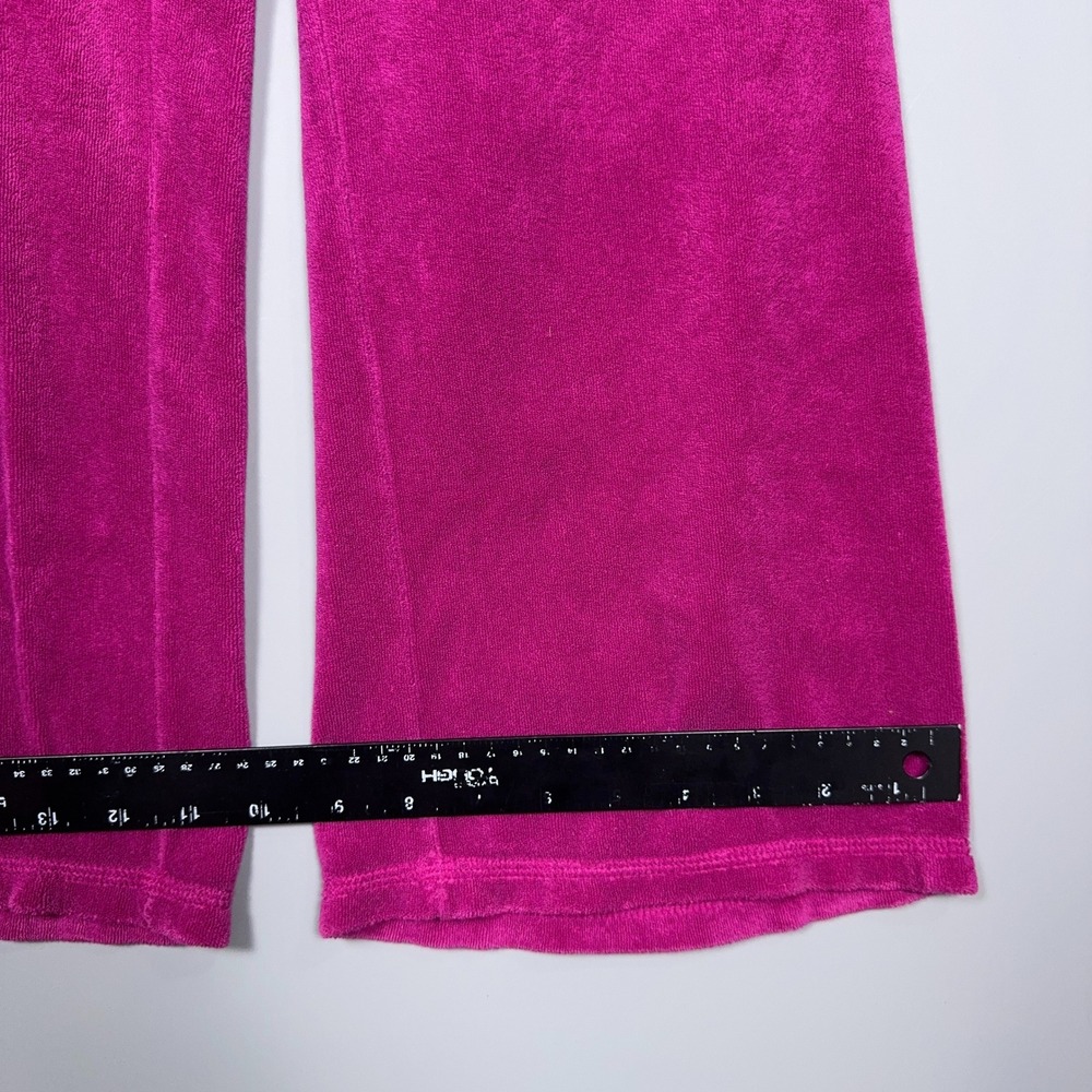 Juicy Couture Wide Leg Y2K Capri Sweatpants Womens Medium Velour Pink McBling - Picture 7 of 9